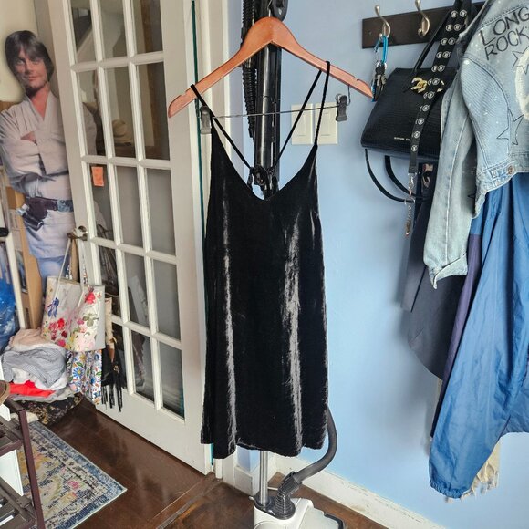 Black Velvet Slip Dress - Picture 2 of 8